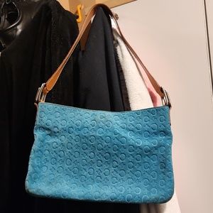 Teal suede Celine purse